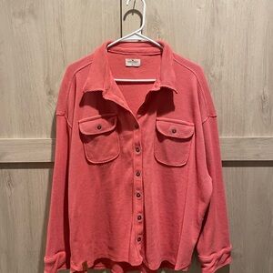 Simply Southern Coral Button Down Shirt